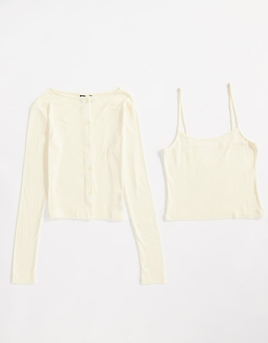 ASOS DESIGN punktstickad cami topp i citron - Image 4