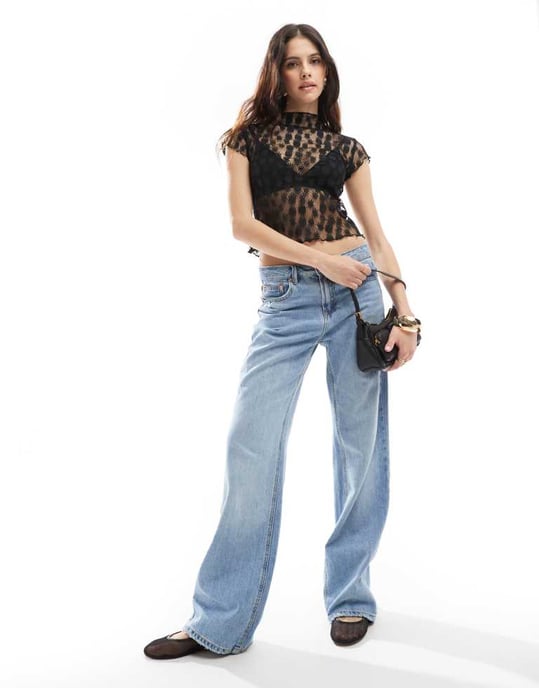 ASOS DESIGN blommig spetstopp för baby i svart - Image 2