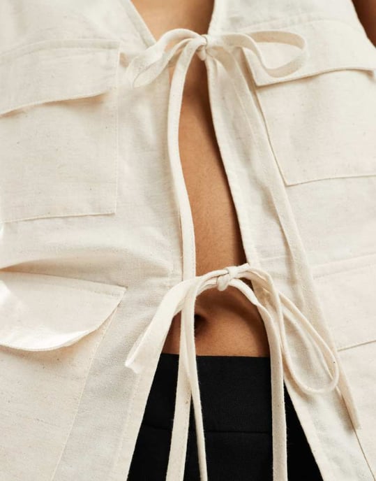 ASOS DESIGN helskärp linneväst i naturlig färg - Image 3