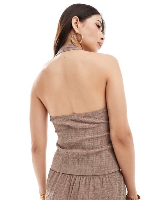 Miss Selfridge korsett med texturerad halterneck-top - Image 4