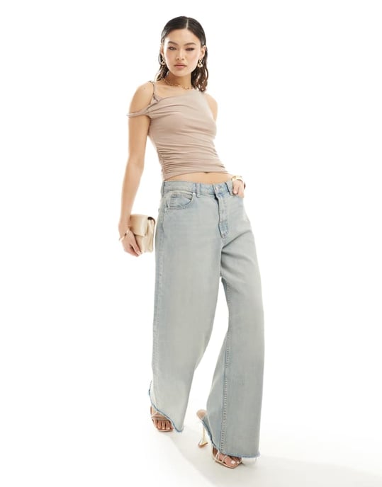 ASOS DESIGN draperad topp med vridna remmar i svamp - Image 2