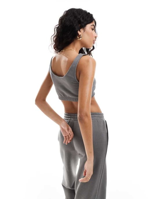 Noisy May jersey kort topp-set i kolgrå - Image 3