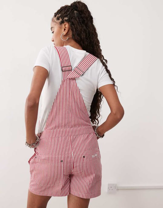 Kickers stripe dungarees in red and white stripe - Image 2