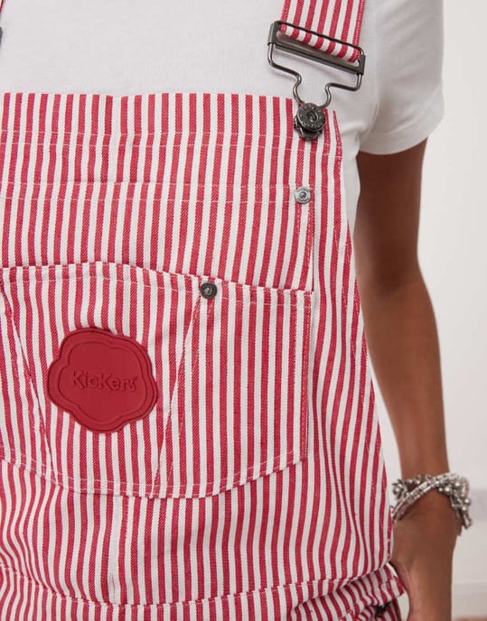 Kickers stripe dungarees in red and white stripe