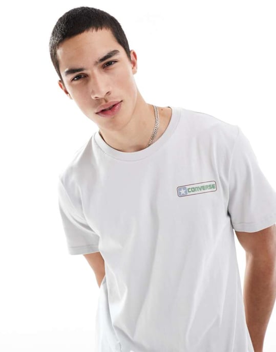 Converse side logo t-shirt in grey - Image 2