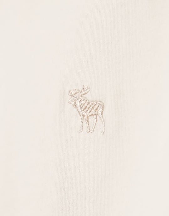 Abercrombie & Fitch premium icon logo short sleeve t-shirt in off white - Image 3