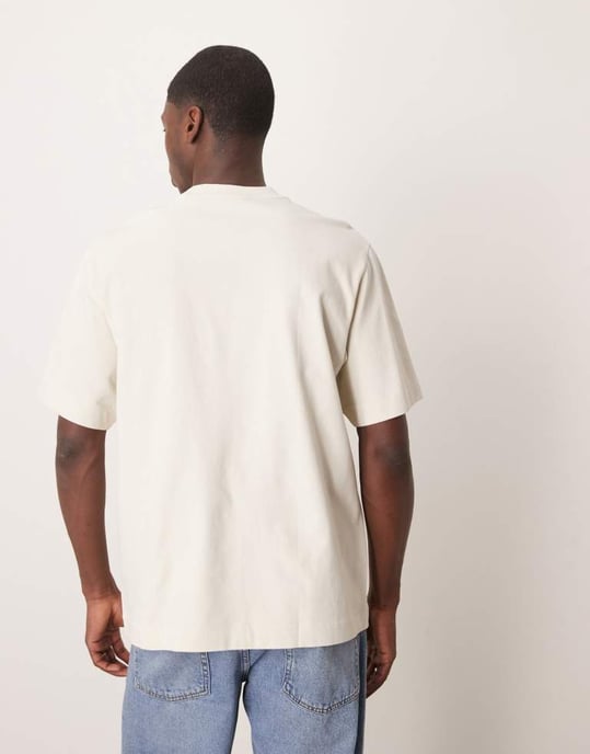 Abercrombie & Fitch premium icon logo short sleeve t-shirt in off white - Image 4