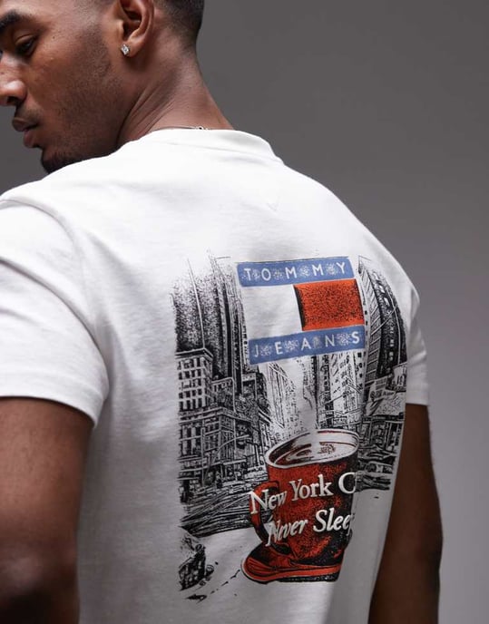 Tommy Jeans new york coffee back print t-shirt in white - Image 3