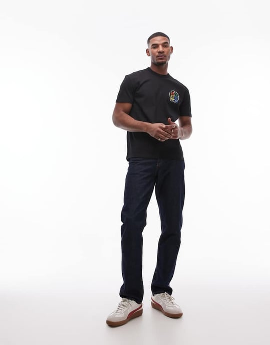 Tommy Jeans colourful crest logo t-shirt in black - Image 2