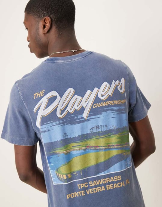 Abercrombie & Fitch motif back detail t-shirt in navy - Image 1