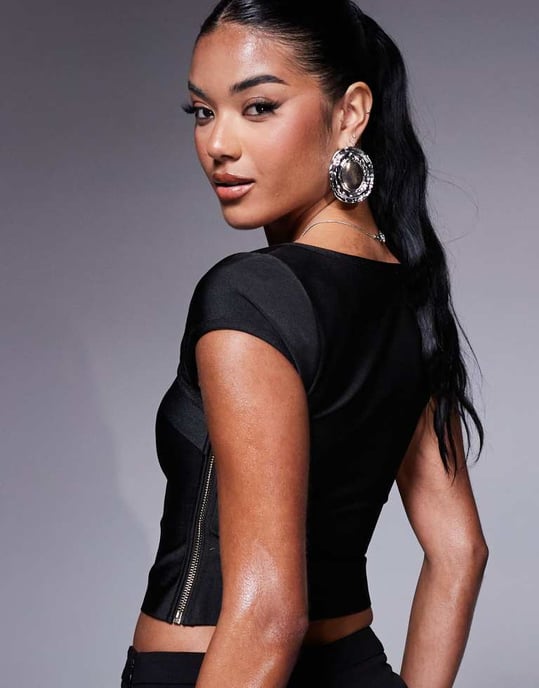ASOS DESIGN bandage cap sleeve square neck top in black - Image 3