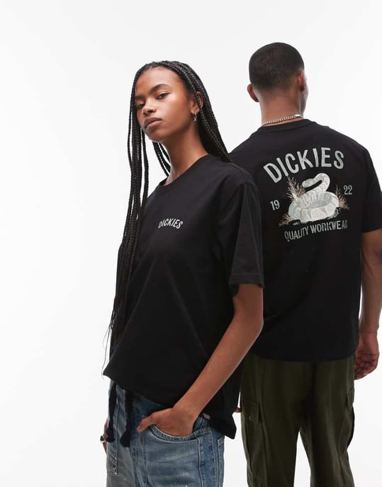 Dickies snake graphic back print t-shirt in black - Image 1