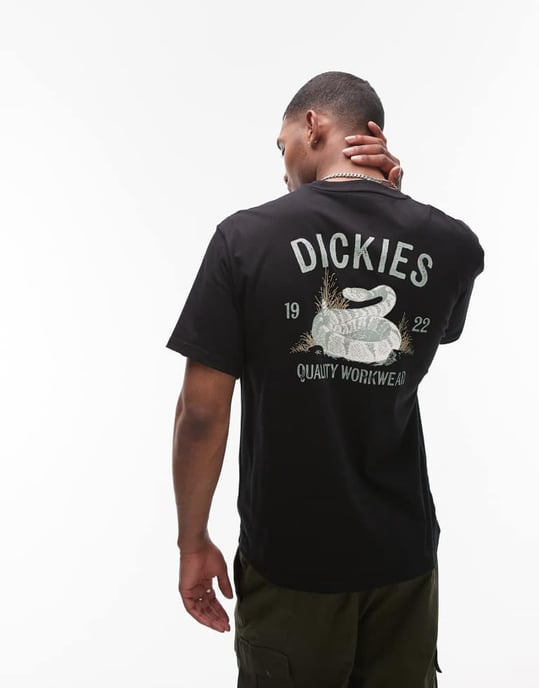 Dickies snake graphic back print t-shirt in black - Image 3