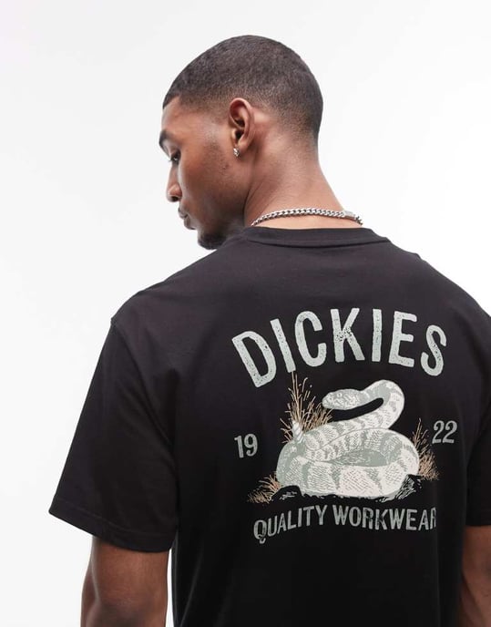 Dickies snake graphic back print t-shirt in black - Image 4