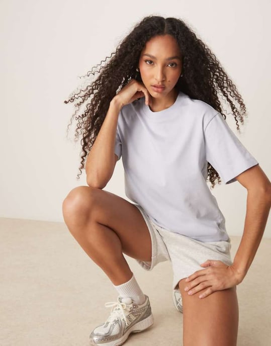 Gina Tricot short sleeve t-shirt in light blue - Image 1