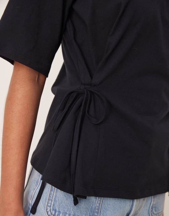 ASOS DESIGN oversized t shirt with tie detail in navy - Image 3