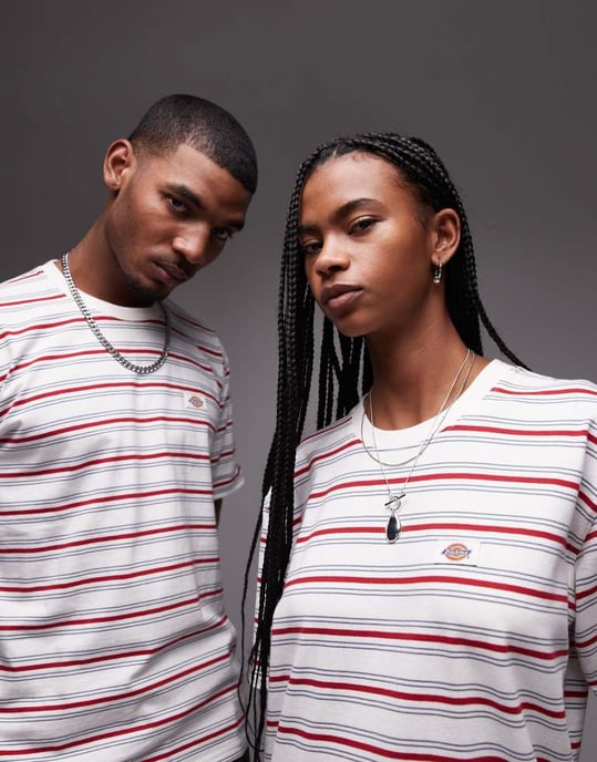 Dickies lewistown striped t-shirt in off white and red - Image 4