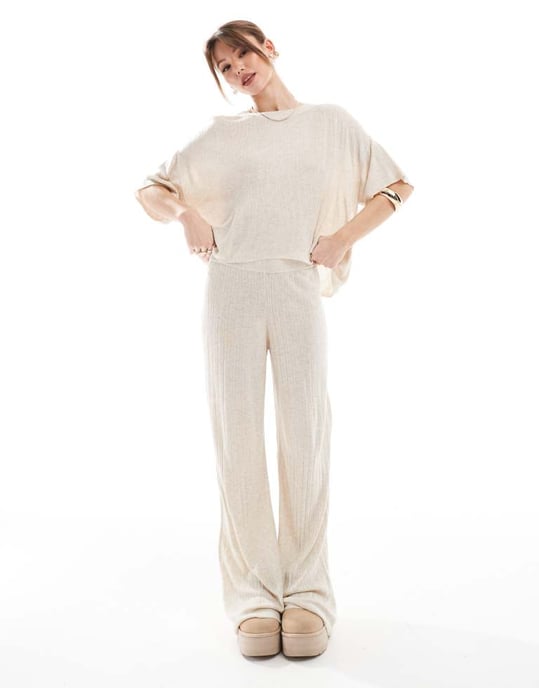 ONLY loose fit lightweight knitted top co-ord in stone - Image 2