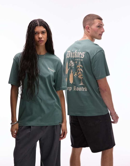 Dickies deep rooted graphic back print t-shirt in dark green- exclusive to ASOS - Image 4