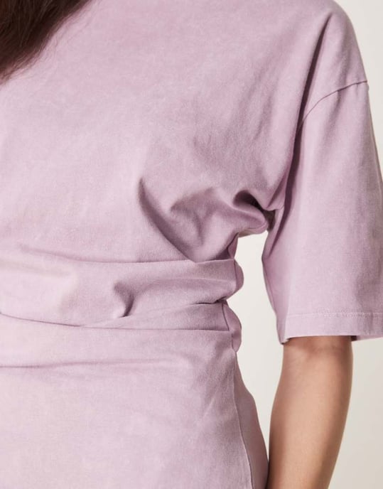 ASOS DESIGN corset waist t-shirt in washed mauve - Image 2