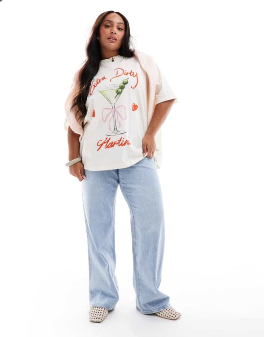 ASOS DESIGN Curve oversized T-shirt with dirty martini graphic - Image 3