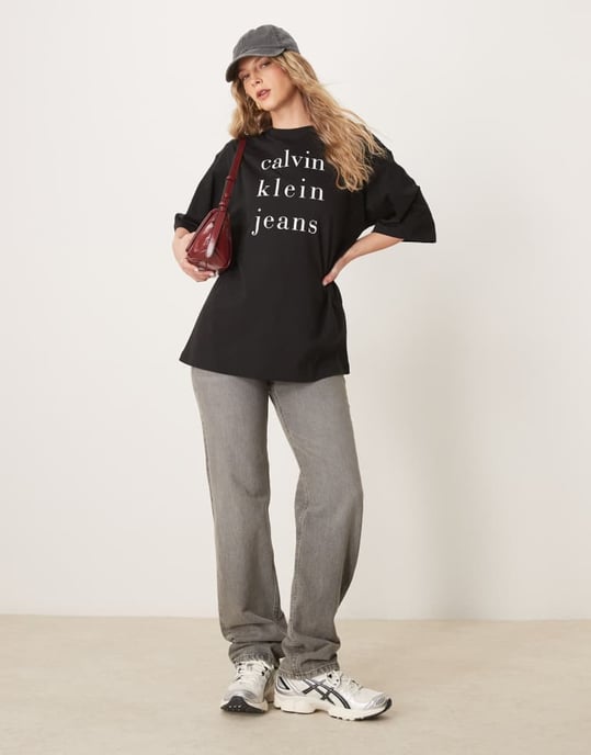 Calvin Klein Jeans big logo t-shirt in black - Image 3