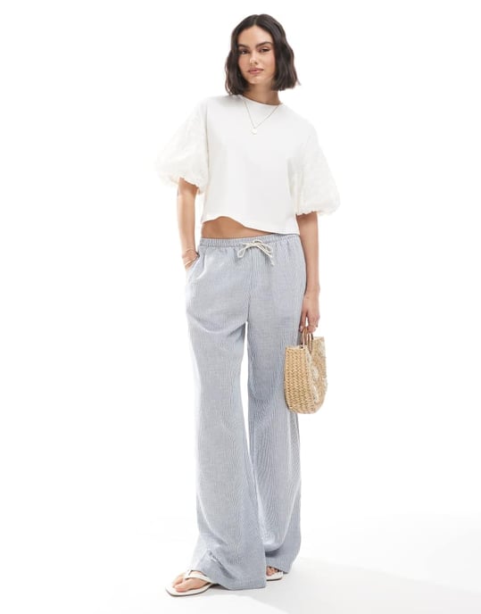 Miss Selfridge broderie puff sleeve t-shirt in white - Image 3