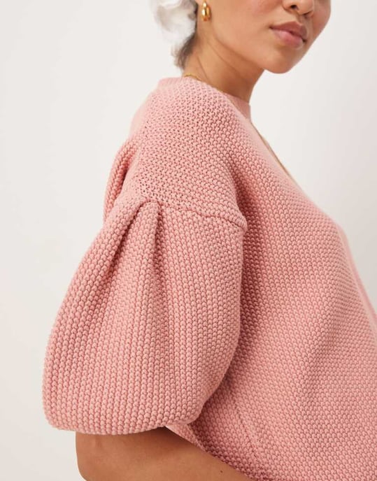 ASOS DESIGN knitted chunky stitch tee in pink - Image 3