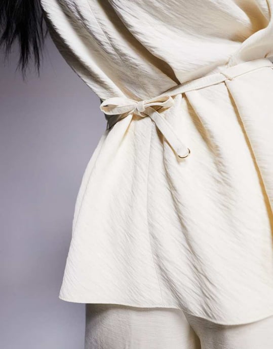 ASOS DESIGN tailored draped sleeveless cowl neck linen look top co-ord in buttermilk - Image 4