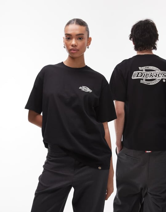 Dickies wood logo back print t-shirt in black - Image 1