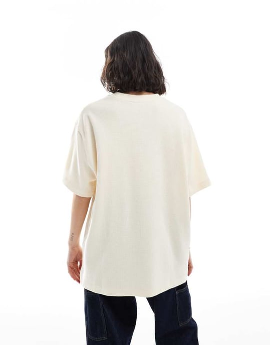 ASOS DESIGN waffle oversized t-shirt in washed cream - Image 3
