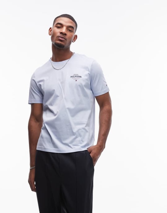 Tommy Hilfiger monotype logo t-shirt in pale blue - Image 2