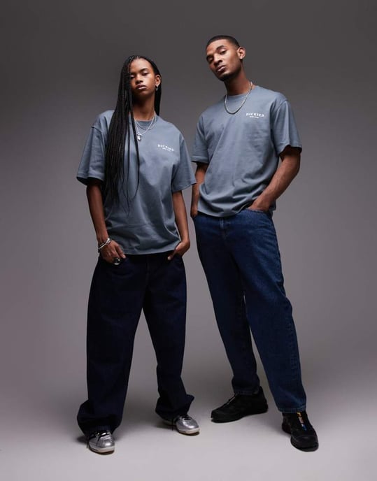 Dickies oatfield graphic back print t-shirt in mid blue - Image 3