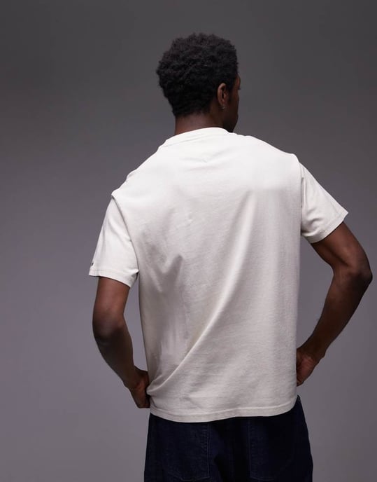Tommy Jeans large paisley flag t-shirt in off white and black - Image 3