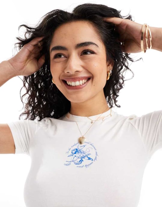 Cotton On micro fit t-shirt with cherub graphic - Image 2