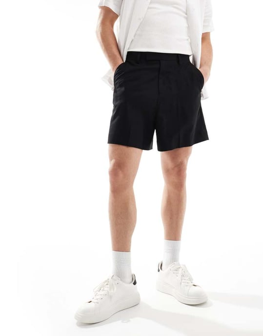 ASOS DESIGN smart avslappnade shorts i svart - Image 2