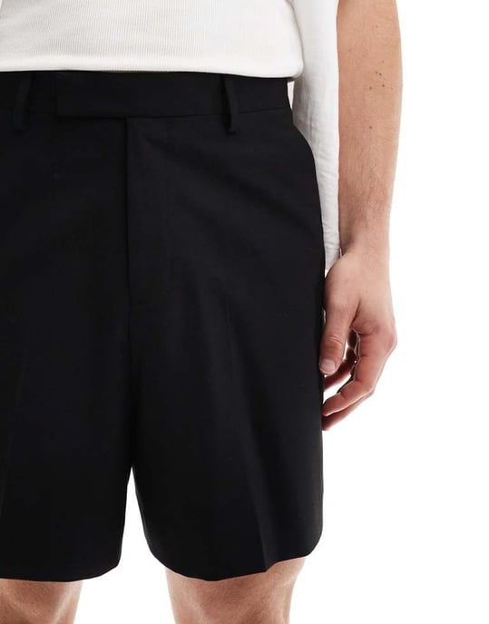 ASOS DESIGN smart avslappnade shorts i svart - Image 4