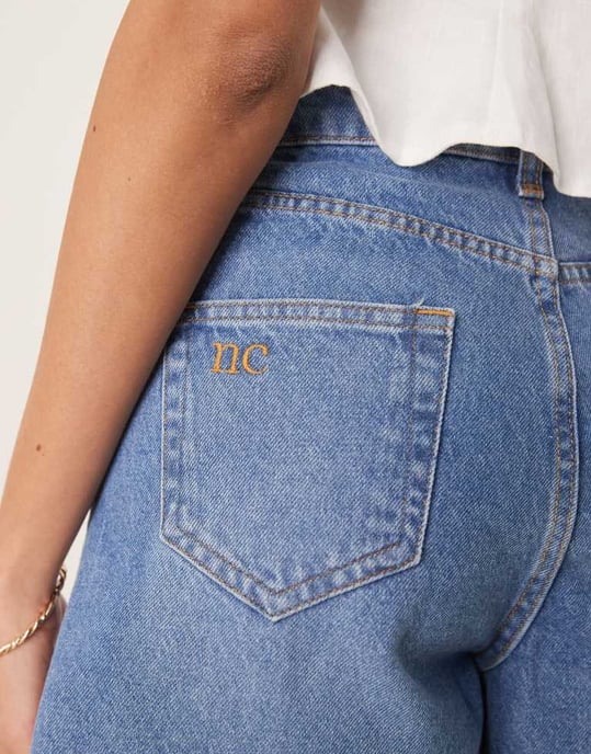 Nobody's Child Brixton longline denim shorts in mid wash - Image 3