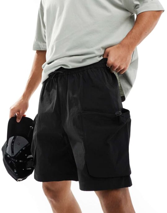 ADPT tekniska cargoshorts i svart - Image 4