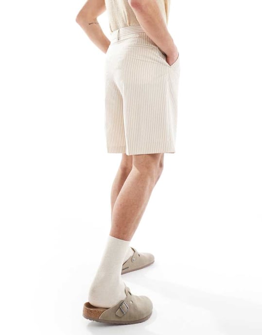 ASOS DESIGN smarta shorts i strukturerad linne rand - Image 3