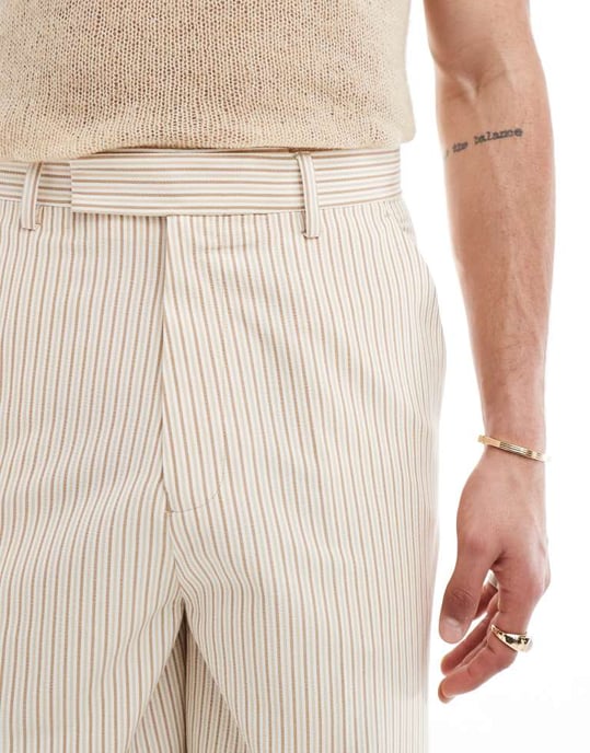 ASOS DESIGN smarta shorts i strukturerad linne rand - Image 4