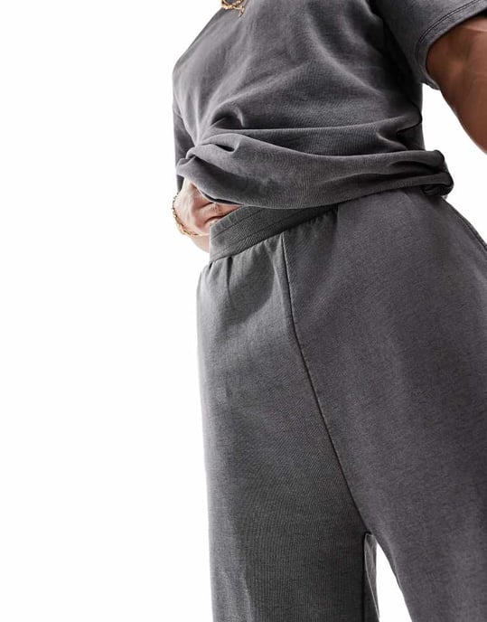 ADPT överdimensionerad sweatskort koord i tvättad grå - Image 4