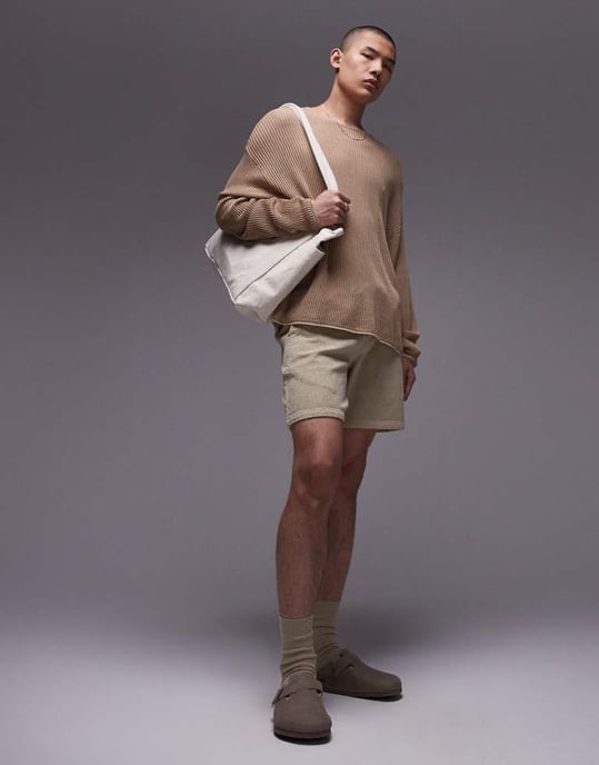 Topman texturerade shorts i sten - Image 3