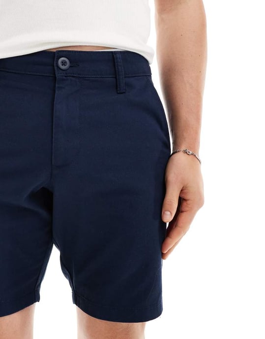ASOS DESIGN 2-pack slim fit stretch chinoshortser i svart och marinblå spara - Image 4