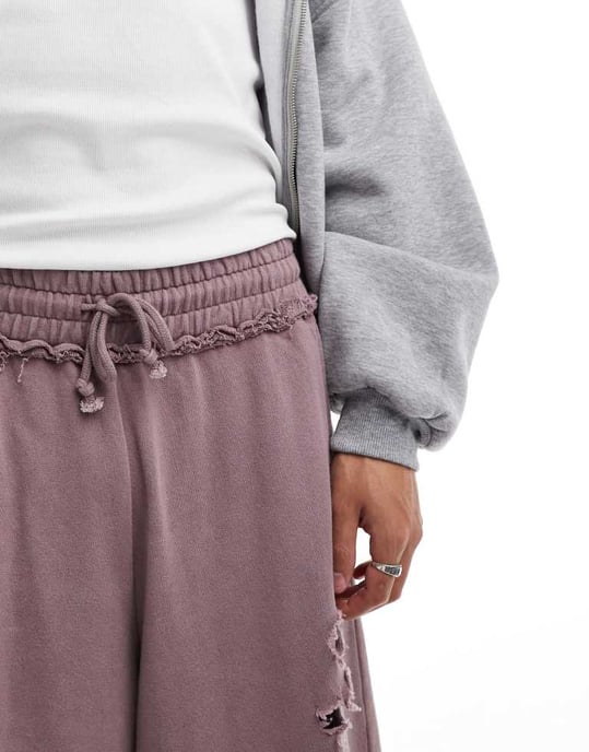 COLLUSION slitna skater shorts i lila tvätt - Image 3