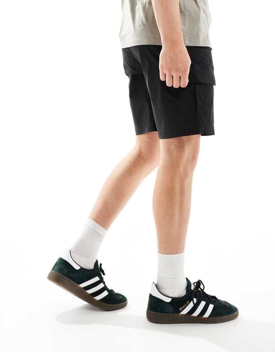Selected loose tech cargo short in black - Image 2
