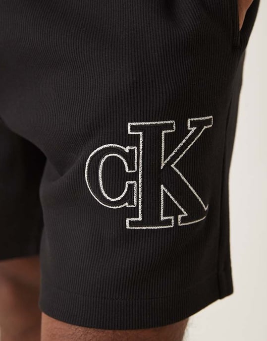 Calvin Klein Jeans applique logo knitted shorts in black - Image 3