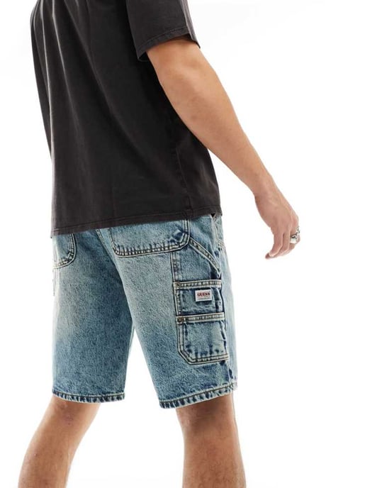 Guess Originals denim snickarshorts i midwash blå - Image 3