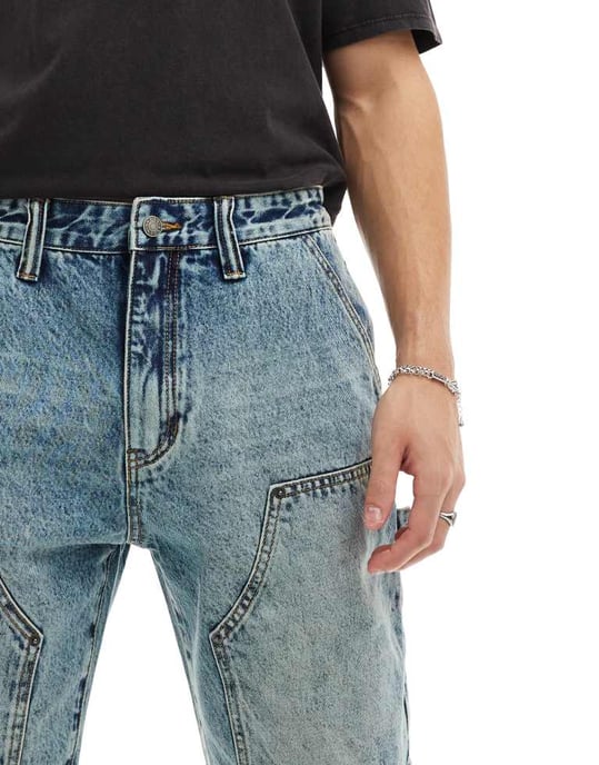 Guess Originals denim snickarshorts i midwash blå - Image 4
