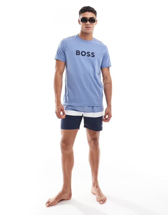 Boss strandt-shirt i blått - Image 3